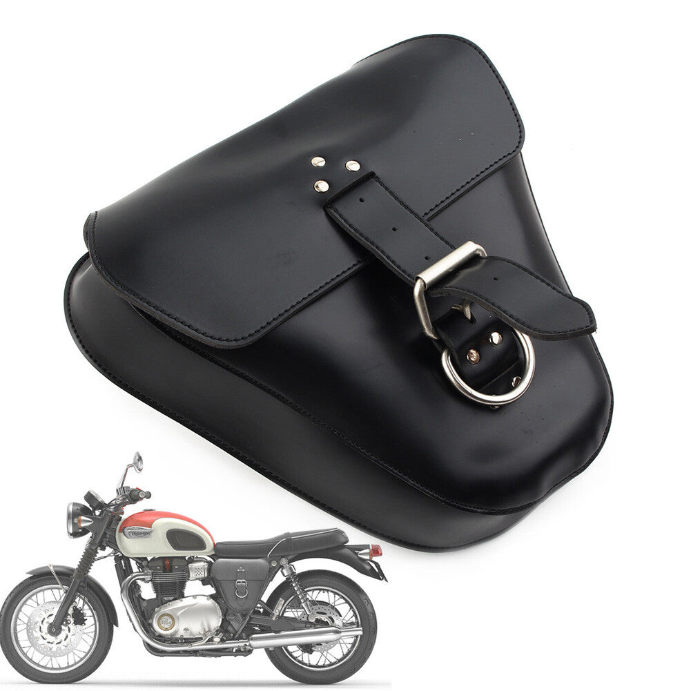 ya 12 5.21 Black PU Leather Side Bag for Street Twin T100 Sc for Ram bler 1200 XC XE Street Cup