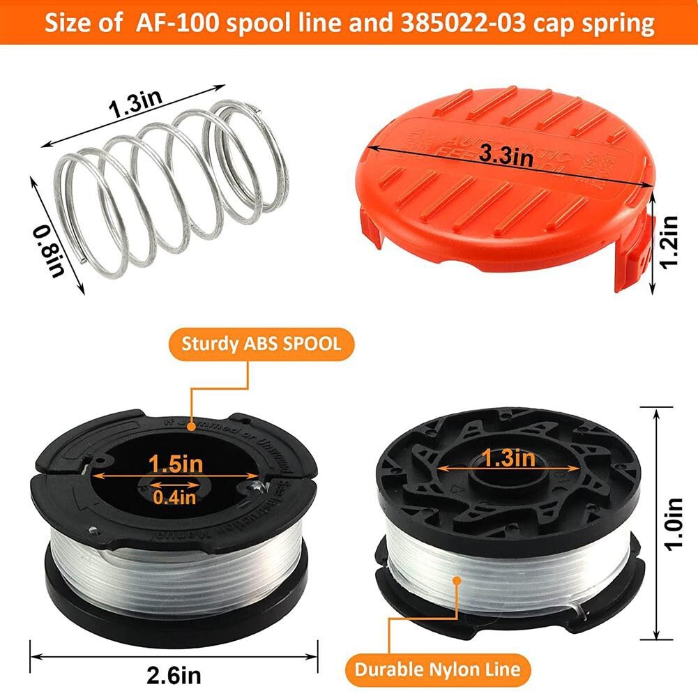ya 17 Easy to Use Replacement Trimmer Line  Cap for Black Decker 30ft + Cap + Spring