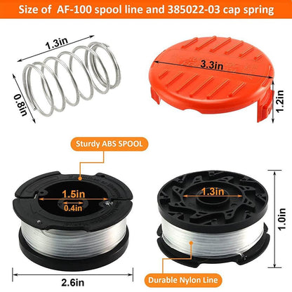 ya 17 Easy to Use Replacement Trimmer Line  Cap for Black Decker 30ft + Cap + Spring