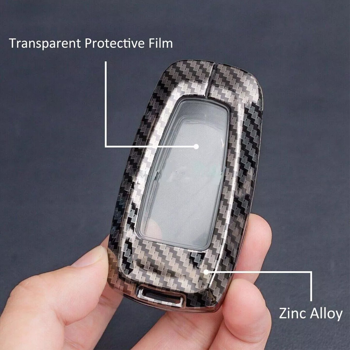 ya 10 5.28 Car Keychain Case Protective Case Chain Carbon Fiber Appearance for Ford for Mustang Sport Escape F150