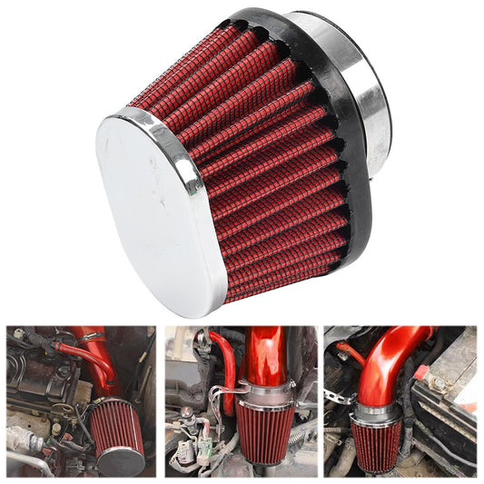 ya 8 5.26 55MM 2.17 Motorcycle Oval Air Intake Filter Cleaner Pod Washable Reusable Red