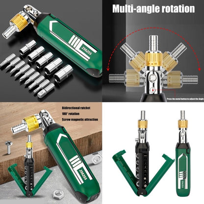 ya 26 Adjustable Angle Ratcheting Screwdriver 14 Interchangeable Tip Carbon Steel Tool