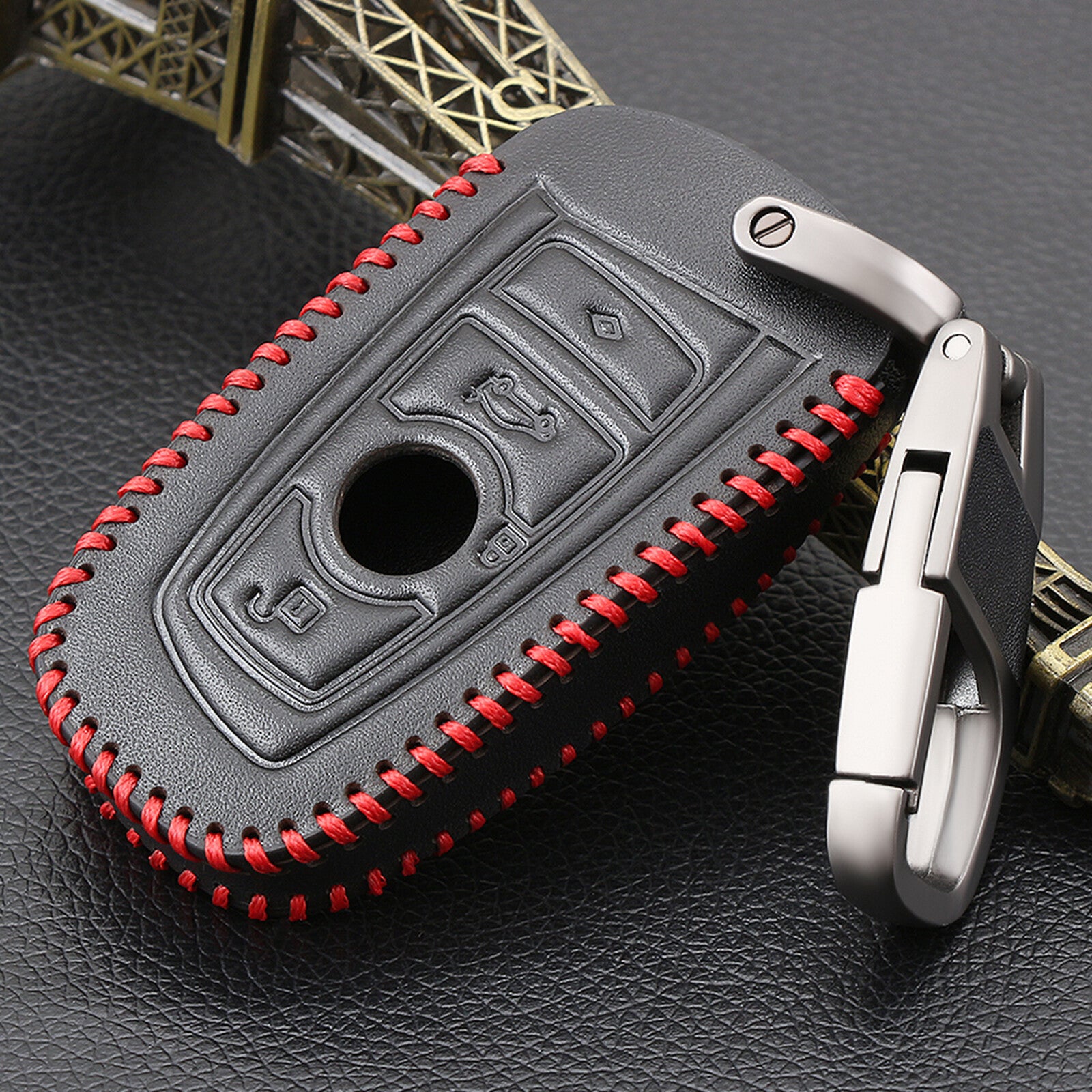 ya 5 8.7 Buttons Leather Car for Smart Key Fob Case Protector for BMW 1 2 3 5 6 7 F30 X3 M5