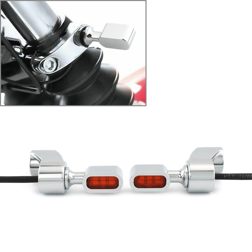 ya 5 6.16.2 Front Fitk Turn Signal Indicator Light Lamp Chrome+Orange Fit for Harley FXR 1987-00