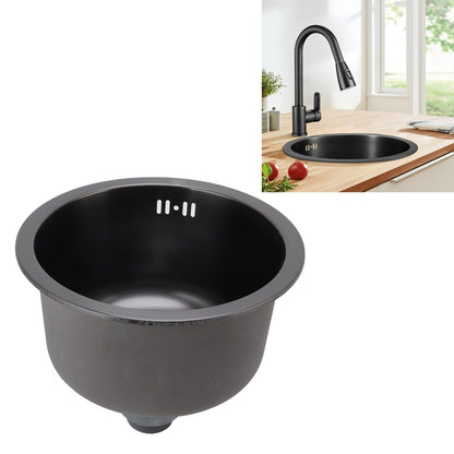 ya 14 Black Round Kitchen Sink Bar Stainless Steel Basin Single Bowl With
