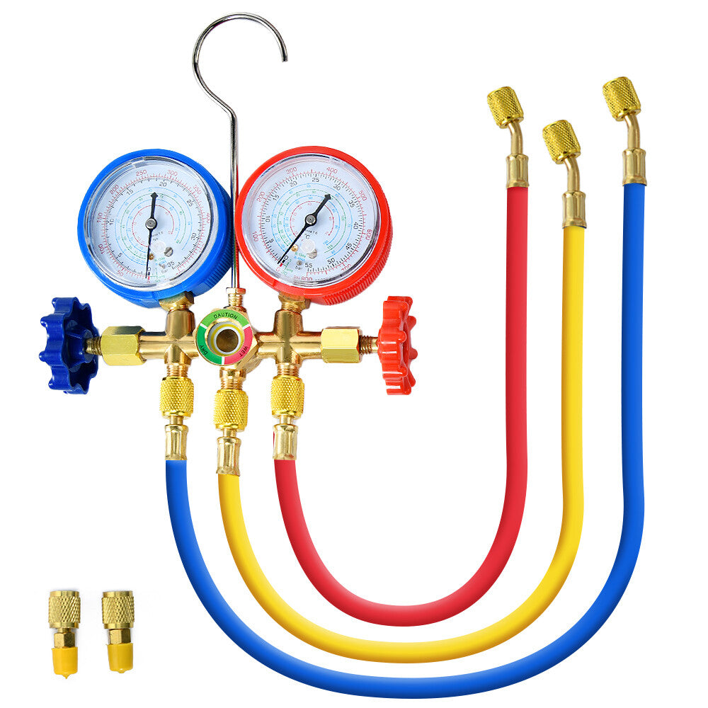 ya 16 R410A R22 Manifold Dual Gauge Set AC A/C Color Hose Air Conditioner HVAC 60 