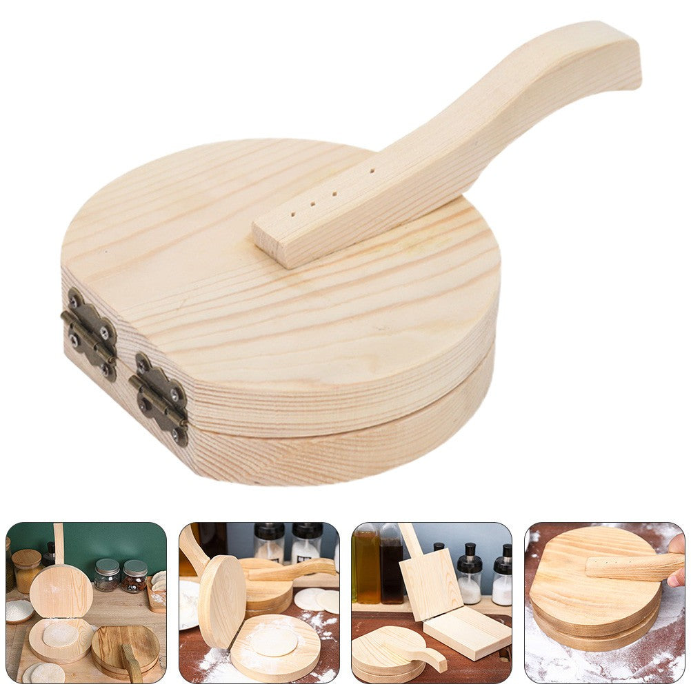 ya 26 1pc Wooden Dumpling Wrapper Presser Dumpling Pressing Tool for Home (Khaki)