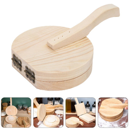 ya 26 1pc Wooden Dumpling Wrapper Presser Dumpling Pressing Tool for Home (Khaki)