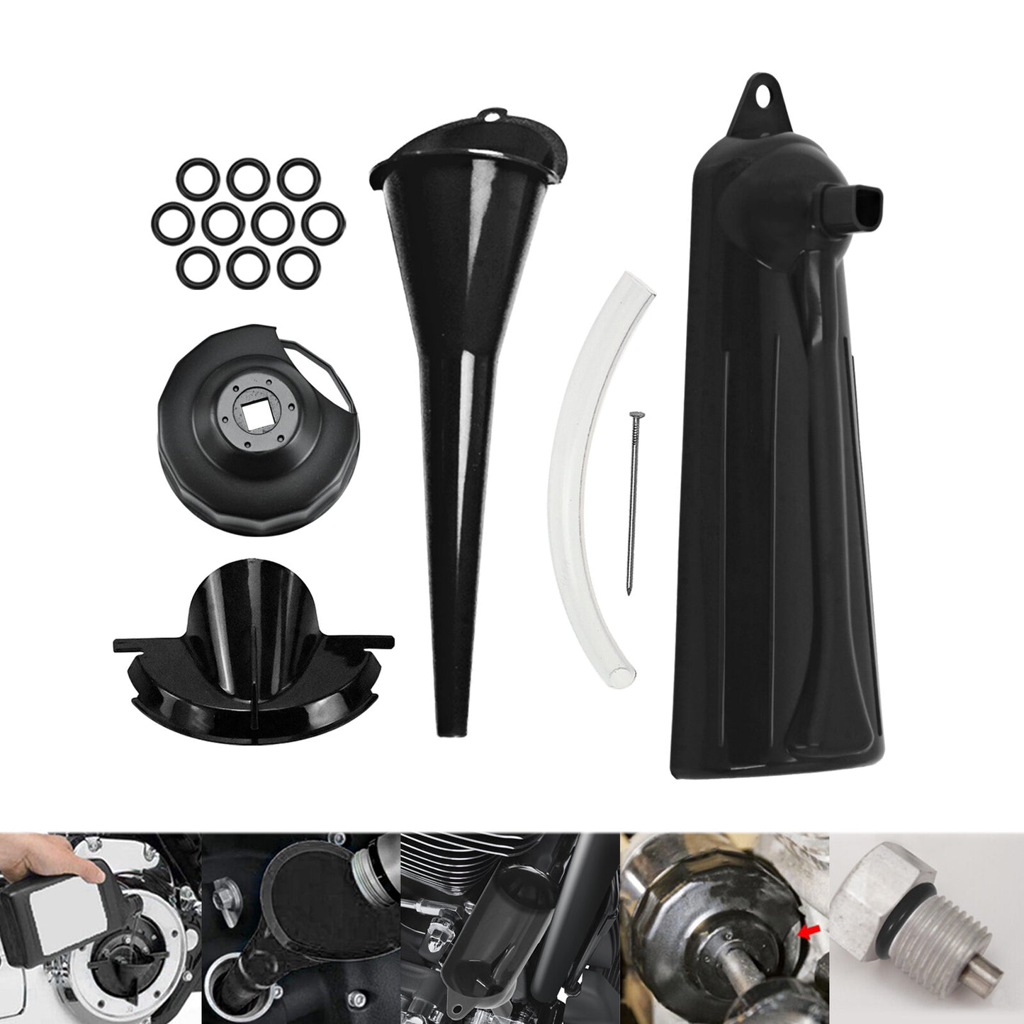 ya 1 6.30 Crankcase Fill Primary Case Drip- Oil Funnel Wrench Tool Kit Fit for Harley