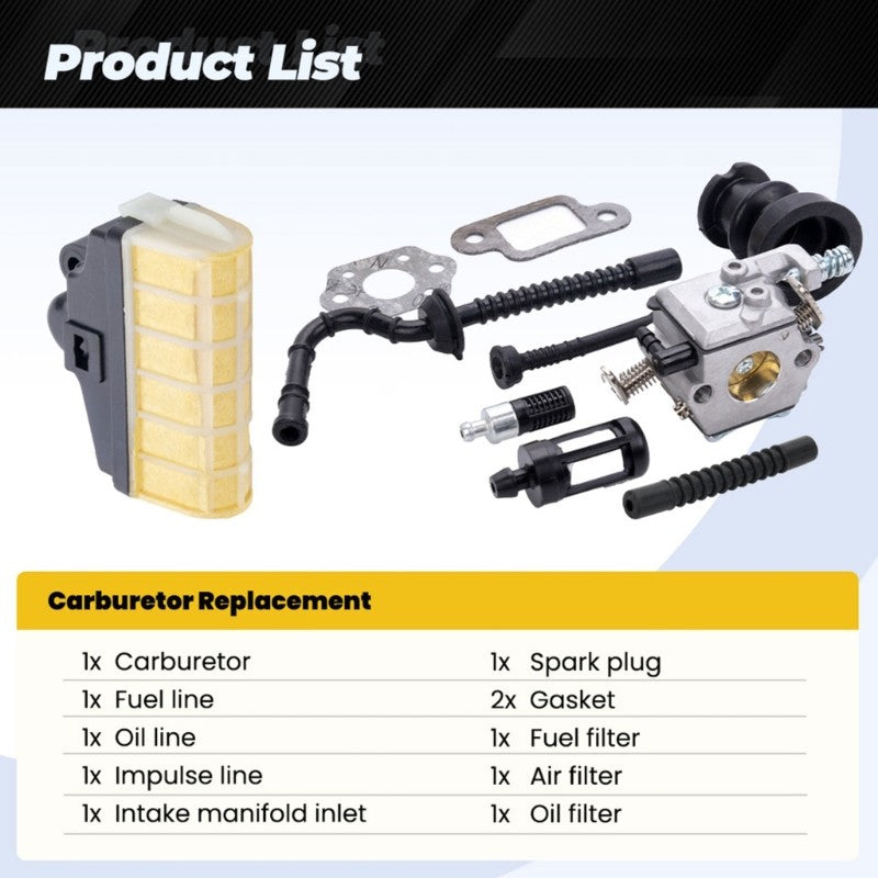 ya 17 Finish Carburetor Set For MS250 025 Chainsaws Includes Coal Oil Rulings Air