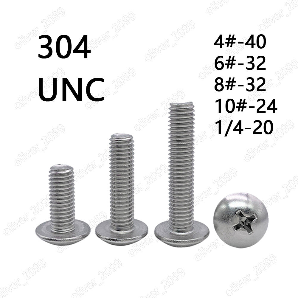 304 Stainless Steel Phillips Cross Recessed Truss Head Screws 4# 6# 8# 10# 1/4
