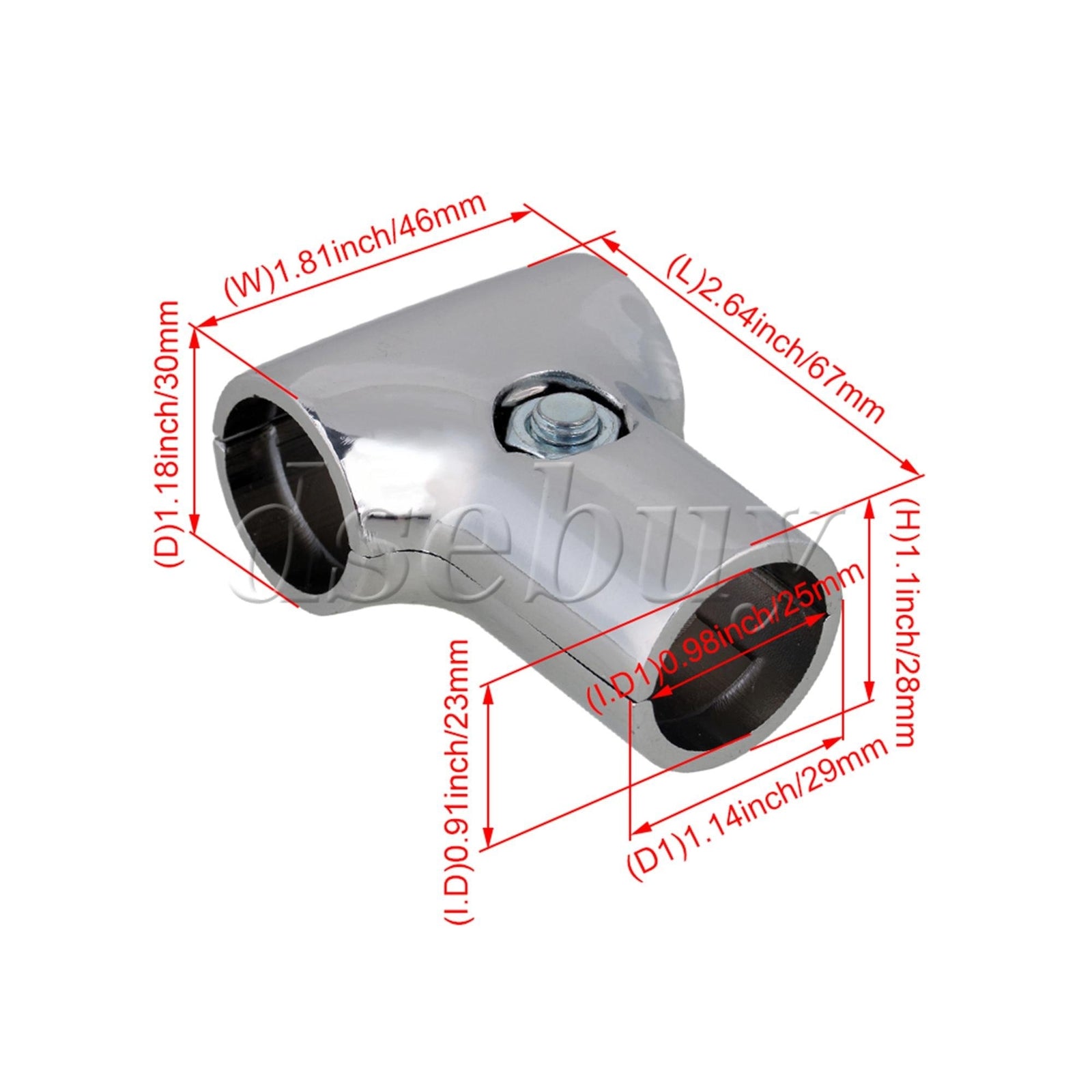 ya 26 2 Pieces Aluminum Alloy T Shape Scaffold Tube Connector 25mm ID Silver