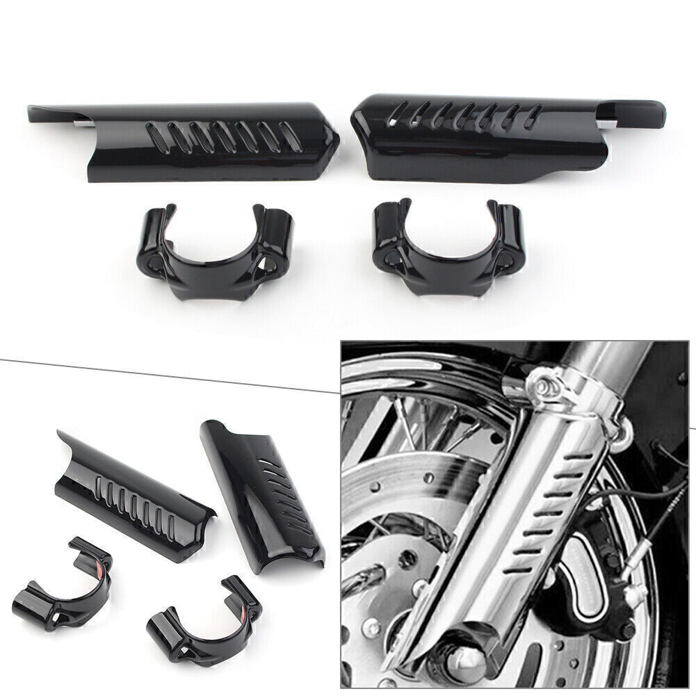 ya 4 6.17.2 2x Fork Lower Leg Deflectors Shield Cover Black Fit for Harley Softail Dyna FL FXSTB
