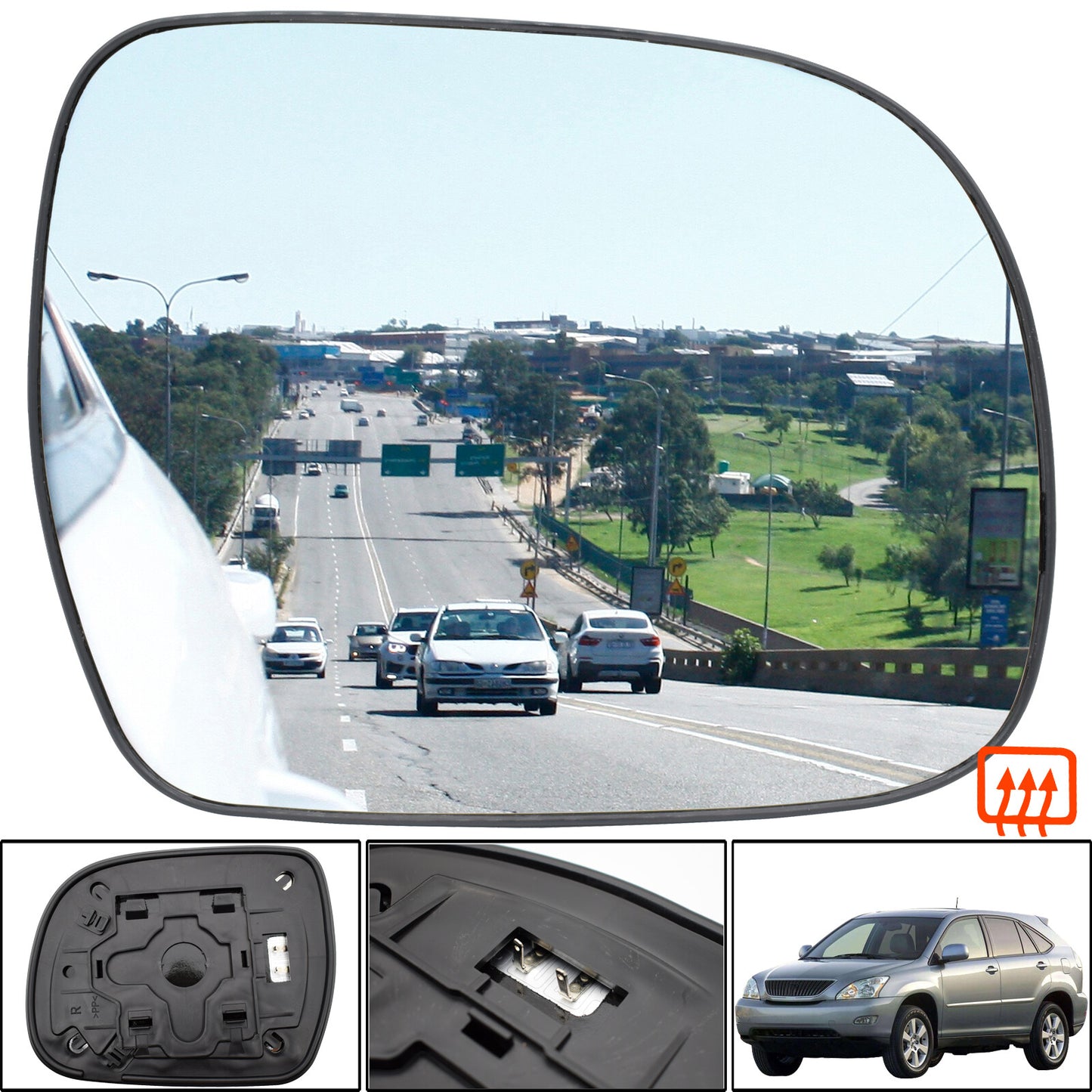 ya 3 6.25.2 for Lexus RX 2003-2008 Right Driver Door Side Wing Mirror Glass Heated Convex