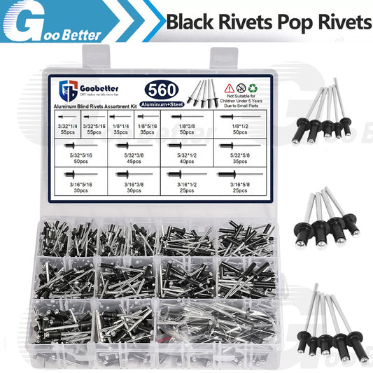 Pop Rivets Kit Aluminum Blind Rivets 3/32  1/8  5/32  3/16  1/4  Blind Rivet