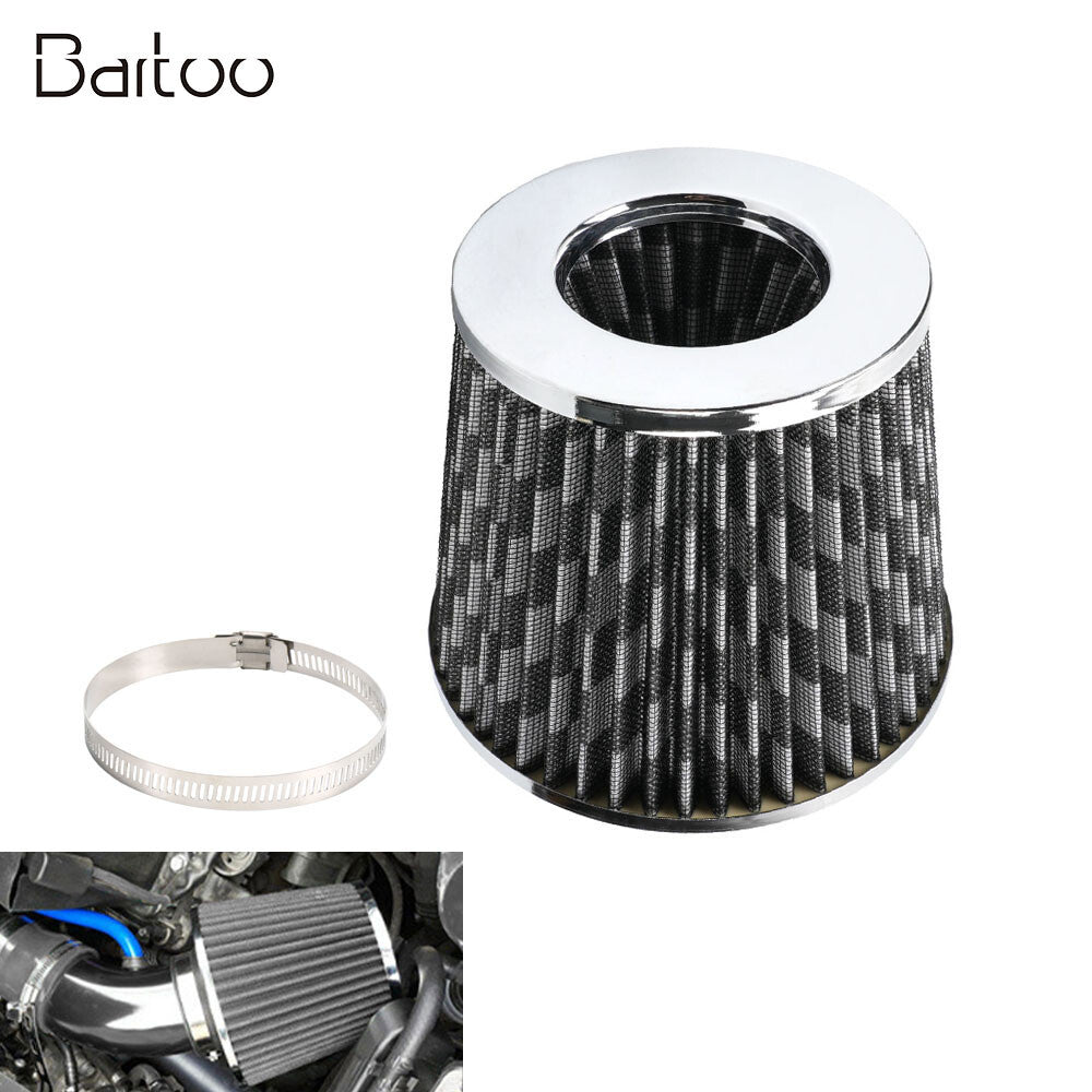ya 12 5.22 Carbon Fiber 3 High Flow Inlet Cold Air Intake Cone Replacement Dry Air Filter