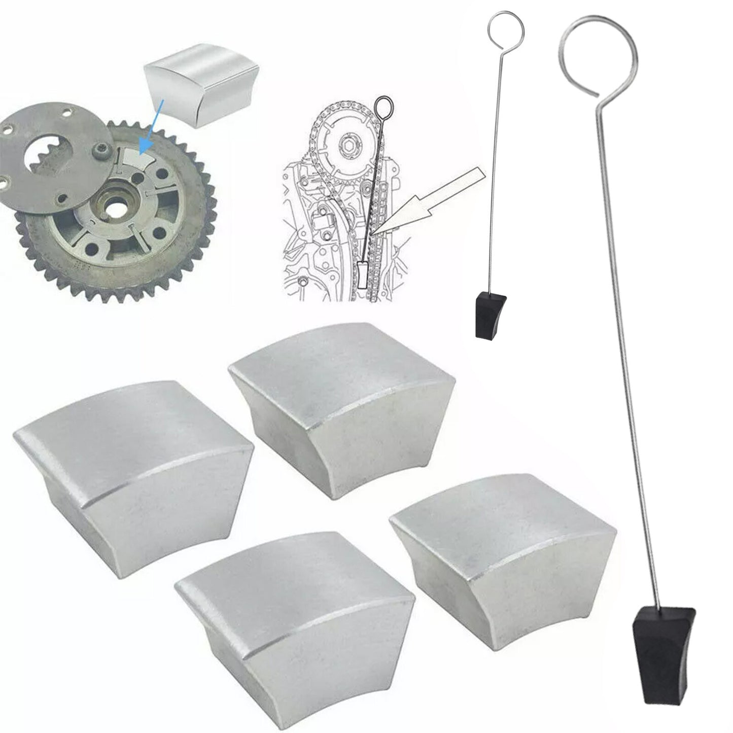 ya 10 5.28 Cam Phaser Lock Repair Kit + Timing Chain Wedge Tool Set for Ford 5.4L 4.6L