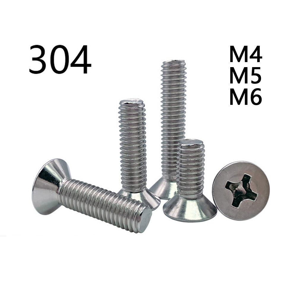 304 Stainless Steel Phillips Countersunk Flat Head Machine Screws M4 M5 M6 Bolt