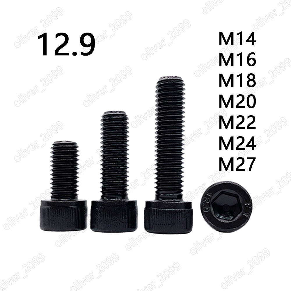 Black 12.9 Steel DIN912 Hex Socket Bolts Cap Head Screws M14 M16 M18 M20 M22-M27