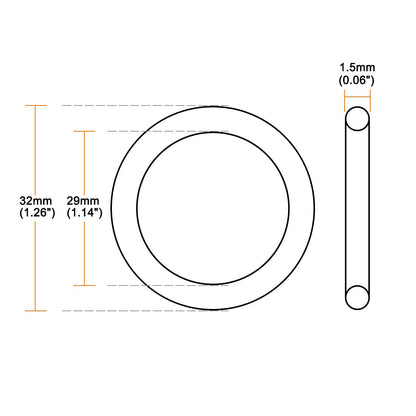 ya 5 8.7 O-Rings Nitrile Rubber 29mm x 32mm x 1.5mm Seal Rings Sealing Gasket 50pcs