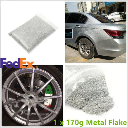 ya 5 8.7 PET Silver Metal Flake Car Paint Powder Additive 6oz / 177ml 170g 0.4mm/0.016