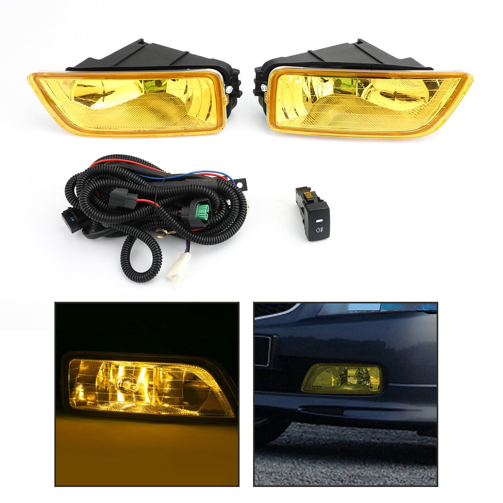 ya 1 8.5.1 Yellow Lens Fog Lights + Switch Fit For 2003-2007 for Honda Accord 04-08 for Acura TL SG