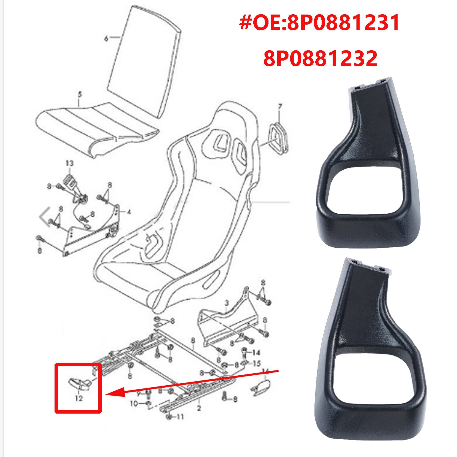 ya 5 8.7 for Audi A3 8P TT R8 for SEAT Adjustment Handle Lever Left Right 8P0881231 8P0881232