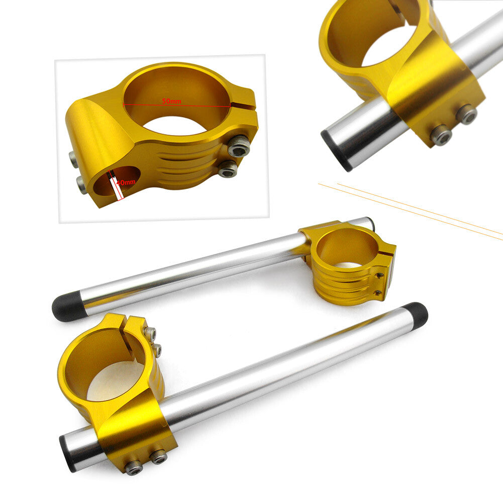ya 2 6.26 for Suzuki GSXR 600 750 1000 TL1000R 50mm Clip On Ons Handlebars Handle Bar Gold