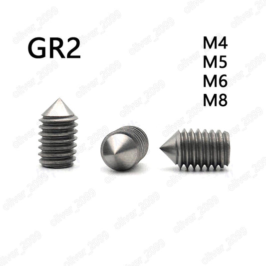 Titanium GR2 Hex Socket Set Screws Cone Point Grub Screws DIN914 M4 M5 M6 M8