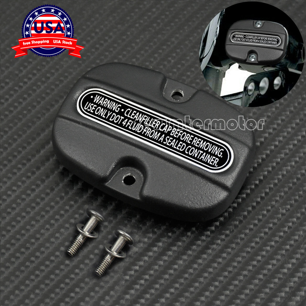ya 4 6.17.2 Matte Rear Brake Master Cylinder Cover Fit for Harley Touring Road Glide 2008-19