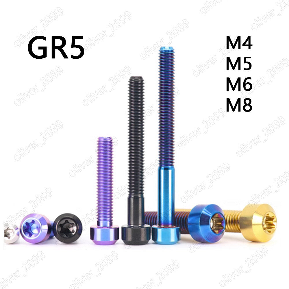 PVD Color GR5 Titanium Torx Socket Bolts Conical Head Screws M4 M5 M6 M8