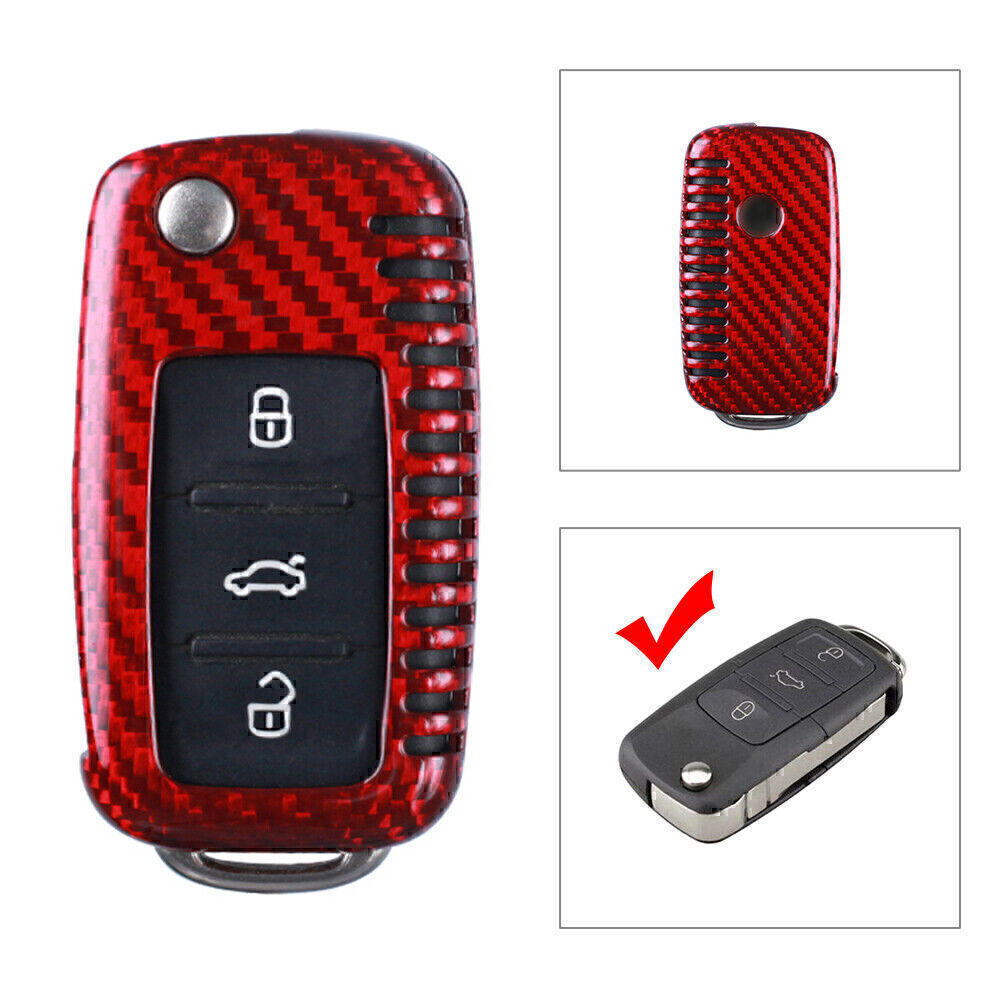 ya 10 5.28 Remote Key Shell Cover Case for VW for Golf R32 for JETTA Rabbit Polo Carbon Fiber Car