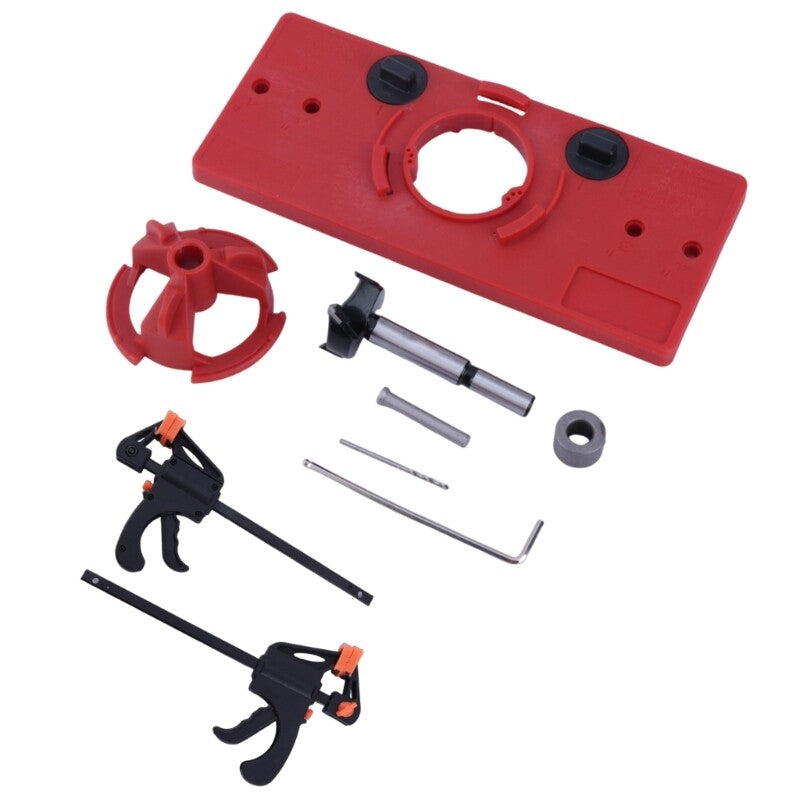 ya 17 Woodworking 35mm Hinge Hole Drilling Guide Locator Hinge Drilling Jig Drill Bits
