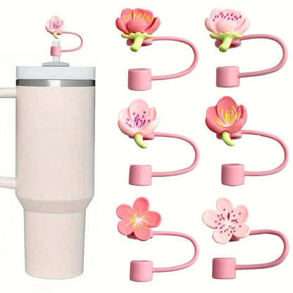 ya 26 Decorative Accessaries Flower Straw Caps Silicone Texture Straw Tip for Straw