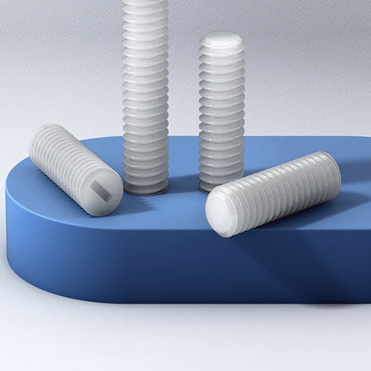 White Plastic Nylon Slotted Set Screws With Flat Point M3 M4 M5 M6 M8 M10 M12