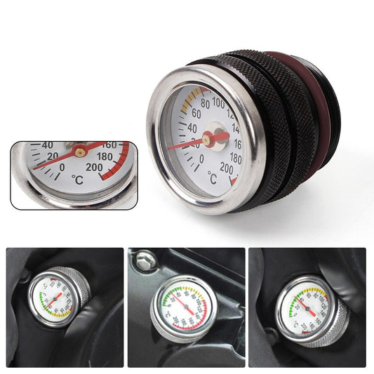 ya 2 7.16 Black M30x1.5 Oil Temp Temperature Gauge Filler Cap for Motorcycle 0-200 Celsius