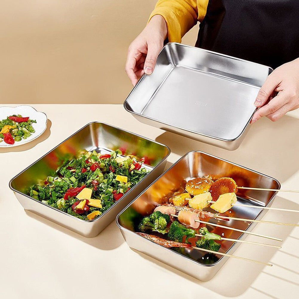 ya 25 Stainless Steel Preservation Box, Lid, Towel Display Tray, Storage Box, 3PCS