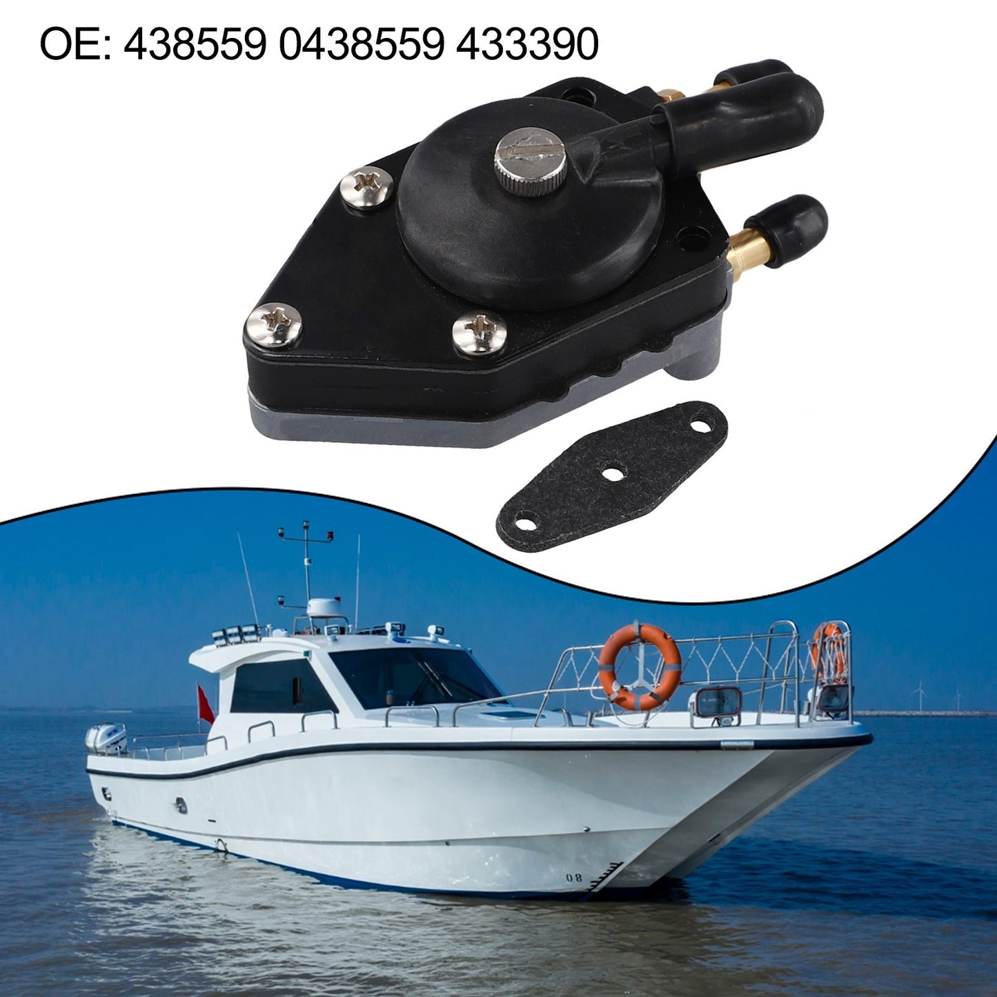 ya 1 7.7 Black Plastic+Metal Fuel Pump for Johnson For Evinrude Outboard 438559 395712