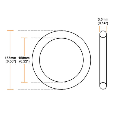 ya 5 8.7 Silicone O-Ring 165mmx158mmx3.5mm VMQ Seal Rings Sealing Gasket Red 1PCS