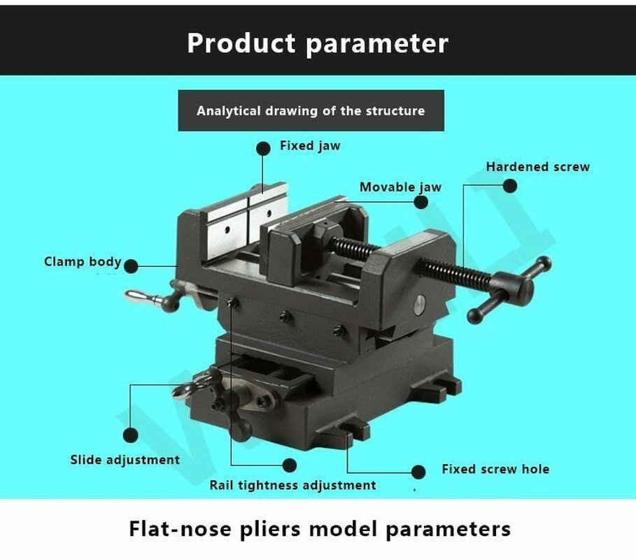ya 25 Pision Cross Vise Two-Way Moving Vise Special Cross Vise 3 Inch Cross Vise