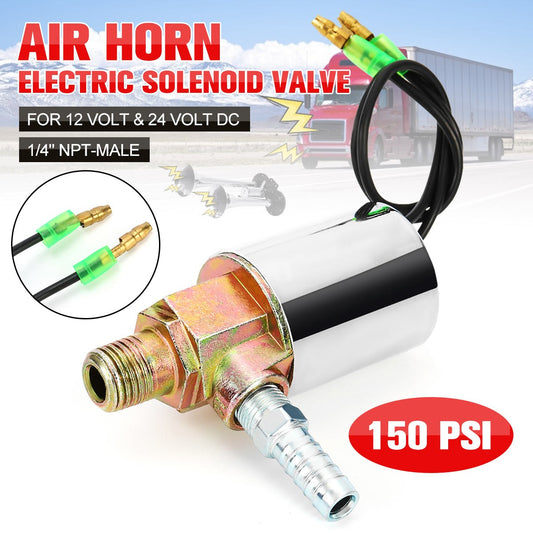 ya 8 5.27 Air Horn Electric Solenoid Valve Heavy Duty 1/4 NPT Chrome 12V 24V Train Truck