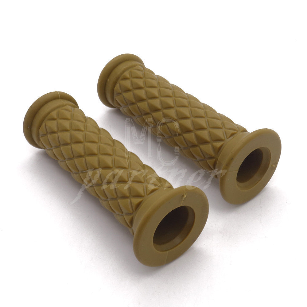 ya 5 8.7 7/8'' 22mm Diamond Retro Rubber Handlebar Hand Grip For Cafe Racer Bobber Custom