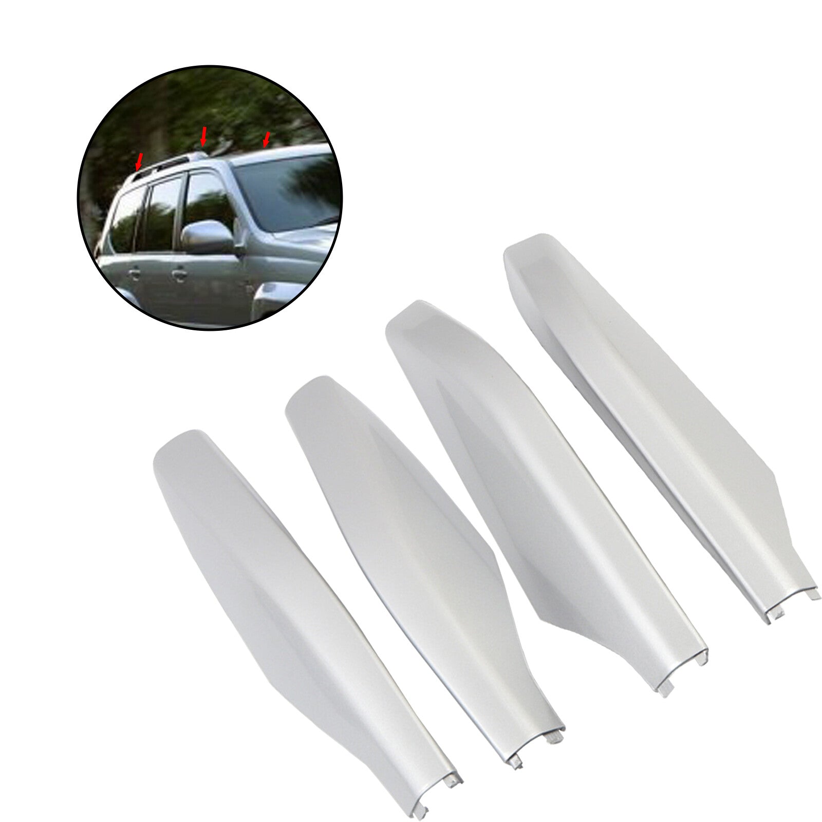 ya 5 8.7 4 Pack Silver Roof Rack Rail End Cap Replacement Shell for Lexus GX470 2003 - 2009