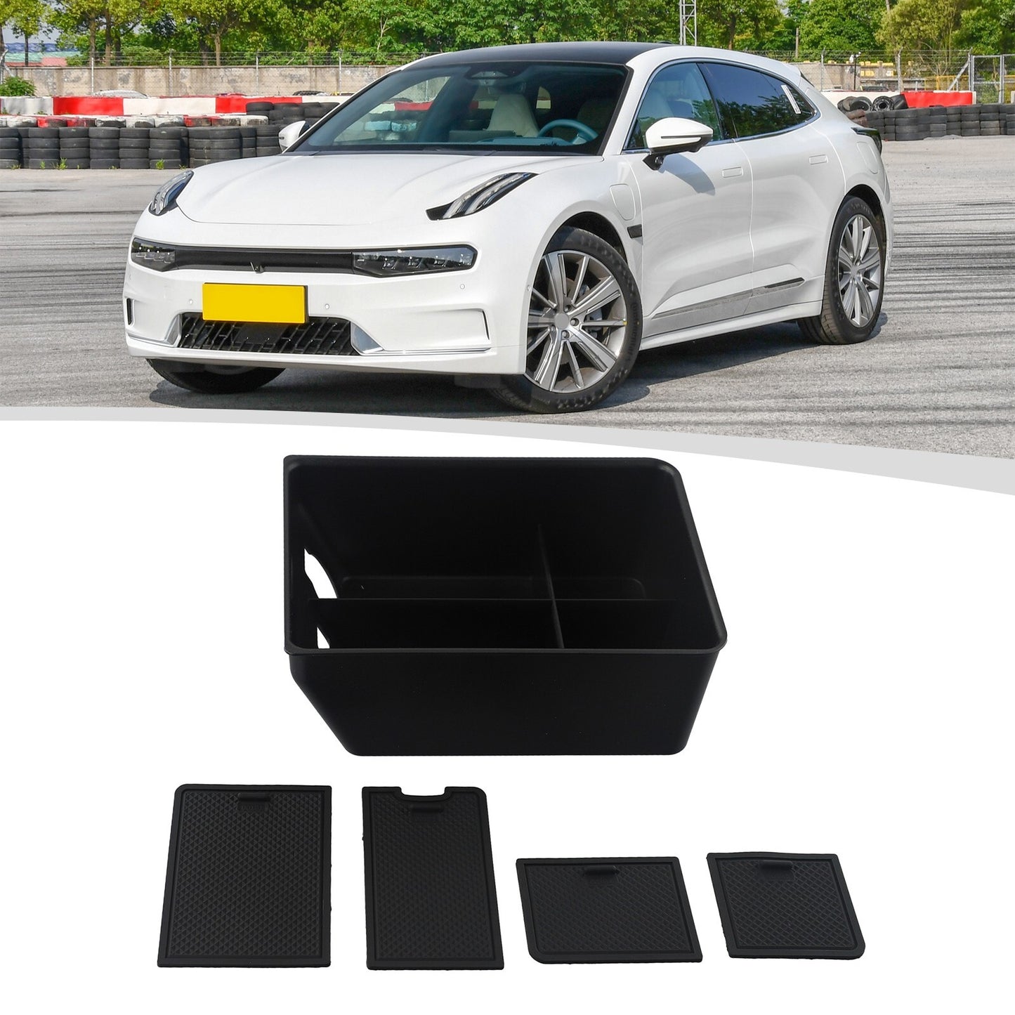 ya 1 8.25.2 shuiyin Car Armrest Storage Box Center Tray Tidying Accessiories Black for ZEEKR 001