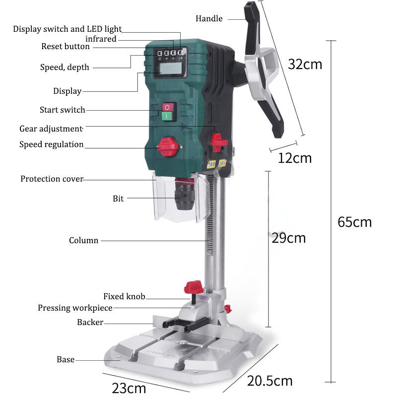 ya 26 Digital Display Drill Electric Woodworking Bench Variable Speed Drill Machine