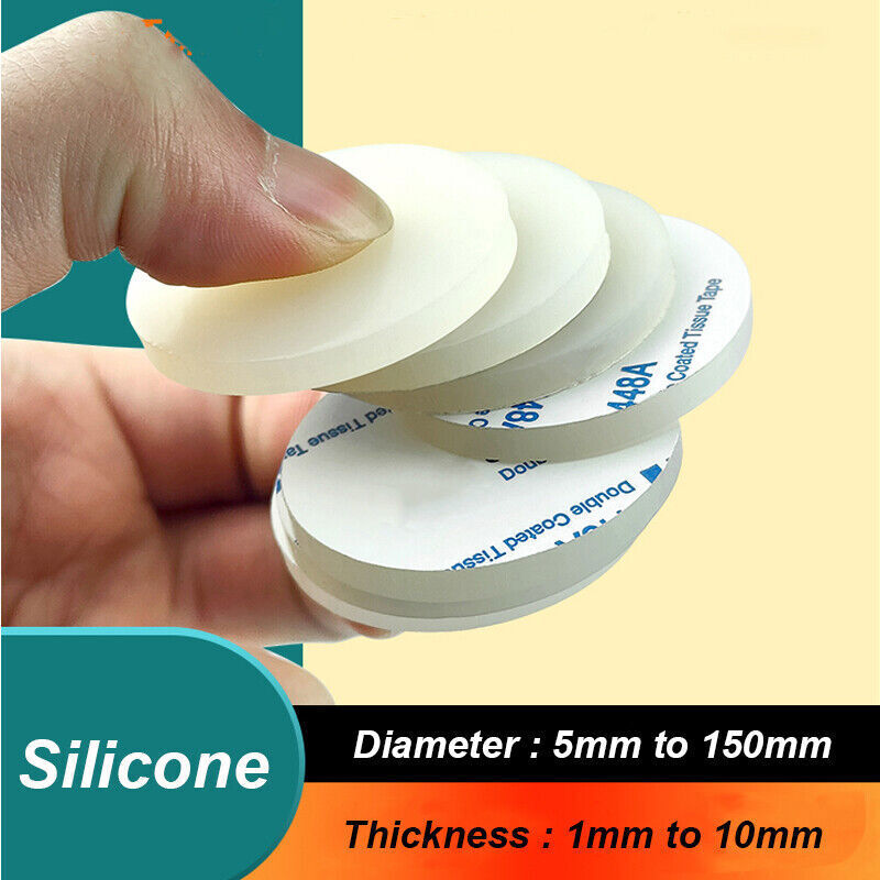 10Pcs Silicone Solid Discs Self Adhesive Round Pad Sealing Cushioning 5mm-150mm
