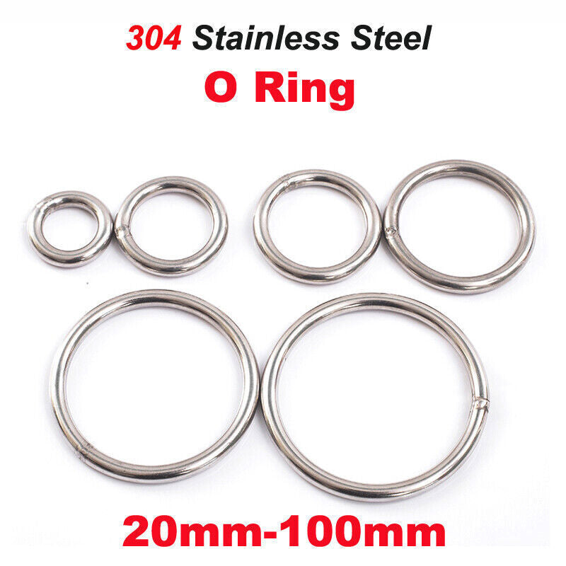 20-100mm Welded Polished Round Rings Heavy Duty Solid 304 Stainless Steel O Ring
