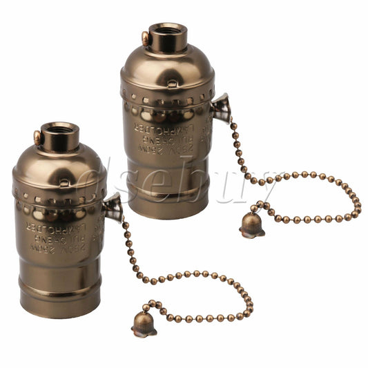 ya 14 2 x Bronze 110-2 E27 Antique Light Bulb Holder Socket Adaptor w/ Switch