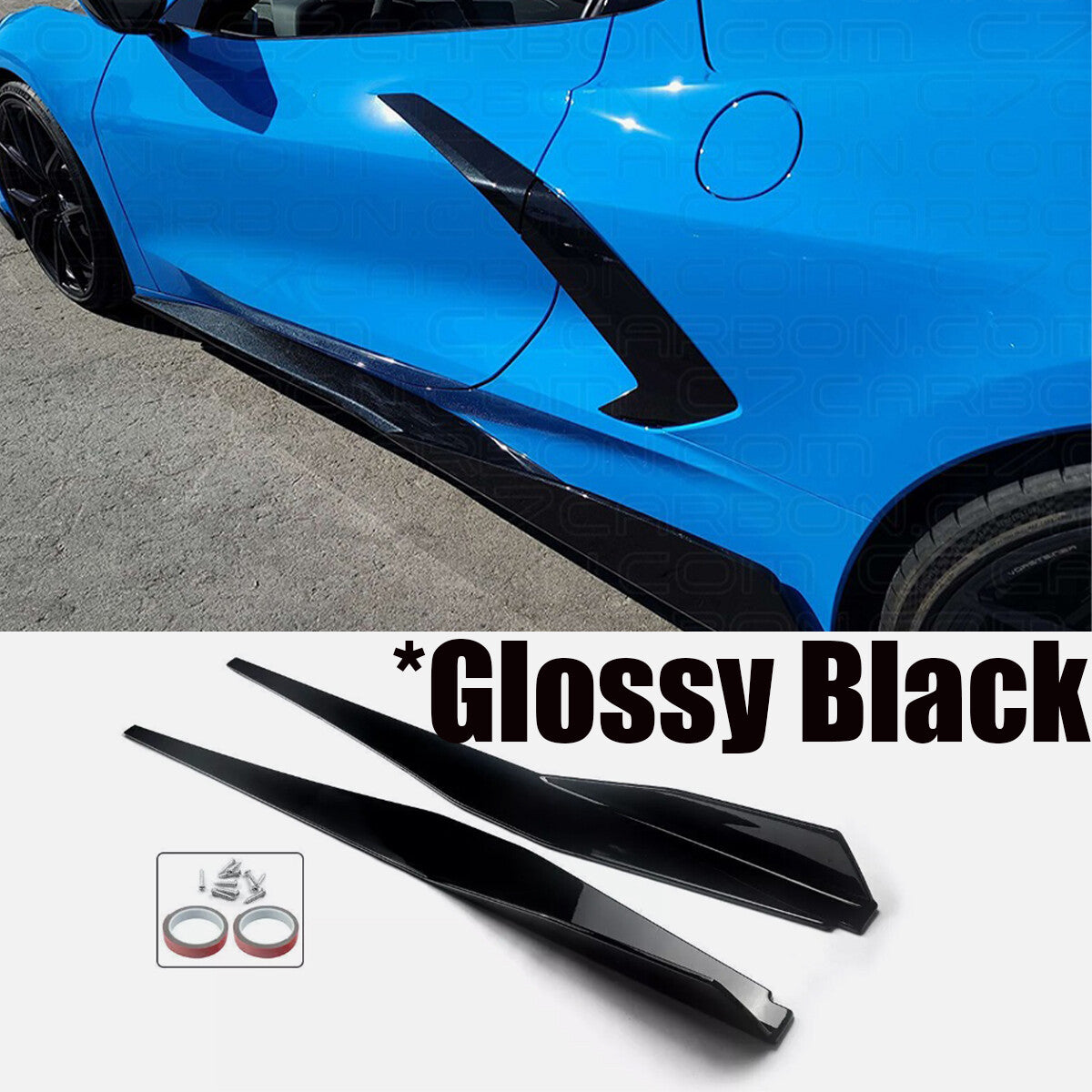ya 11 10.28 5VM Style Gloss Black Side Skirts Extension Panel Lip Fits 2020-2023 for Co