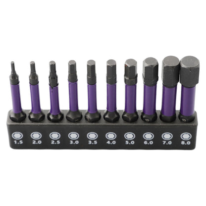 ya 26 10Pcs Magnetic Hex Head Screwdriver Bit Set 1/4 Shank Screwdriver Bit H1.5-H6